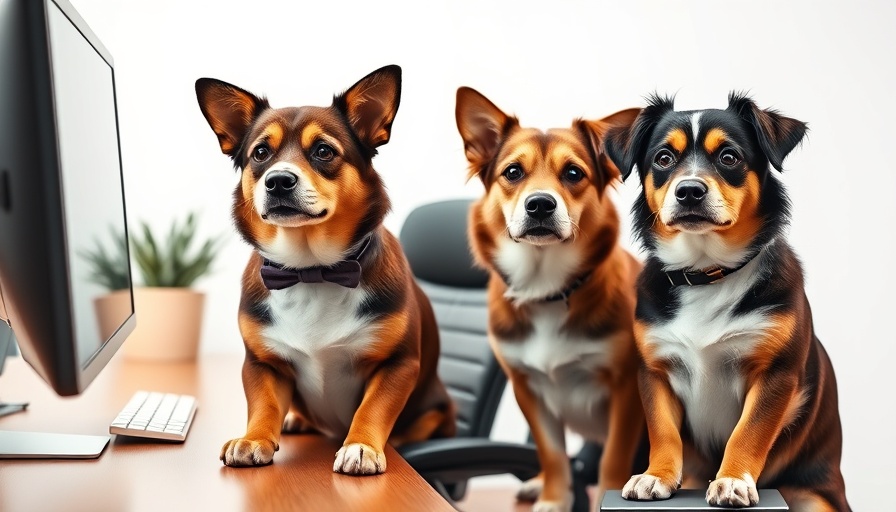 Dogs in ties at an office desk for pet-friendly jobs.