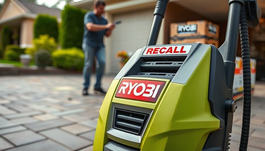 Ryobi pressure washer recall notification with user operating appliance.