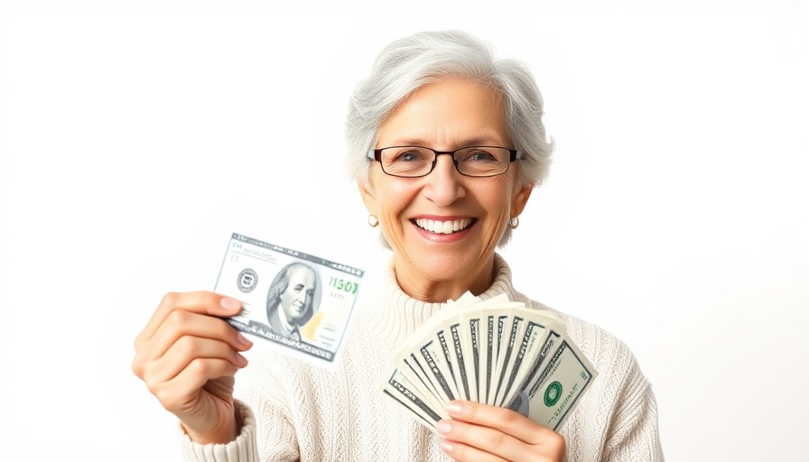 Senior woman smiling with money, representing Government Programs for Seniors.