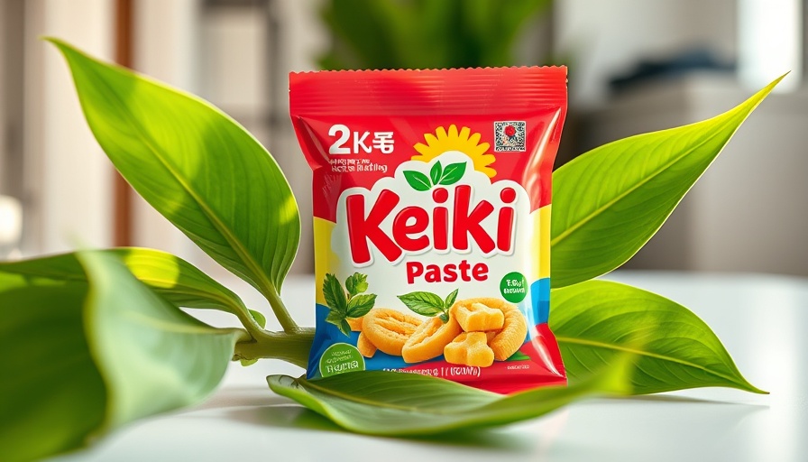 Keiki Paste for Plants with colorful packaging next to vibrant leaves.