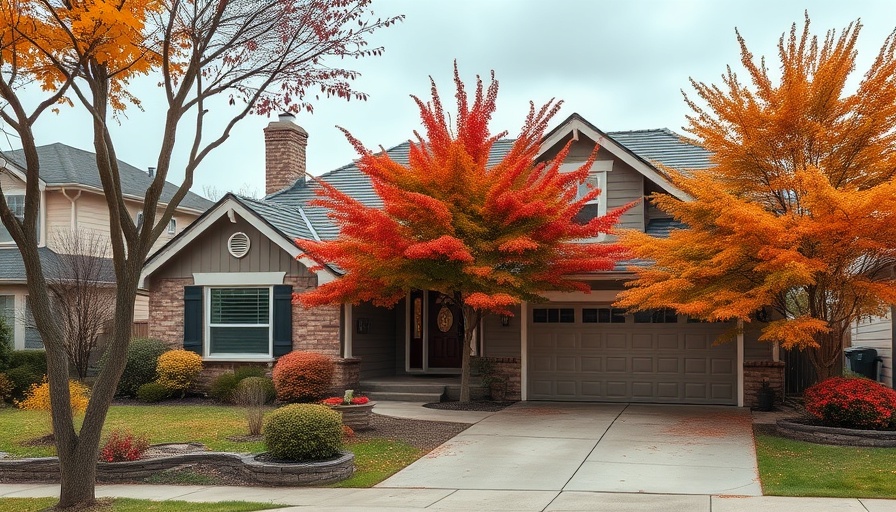 Charming suburban house with autumn leaves, ideal for housing markets that favor buyers.