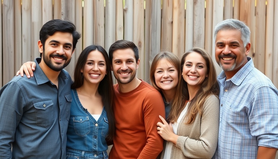 Home Improvement News: cheerful family and friends by wooden fence