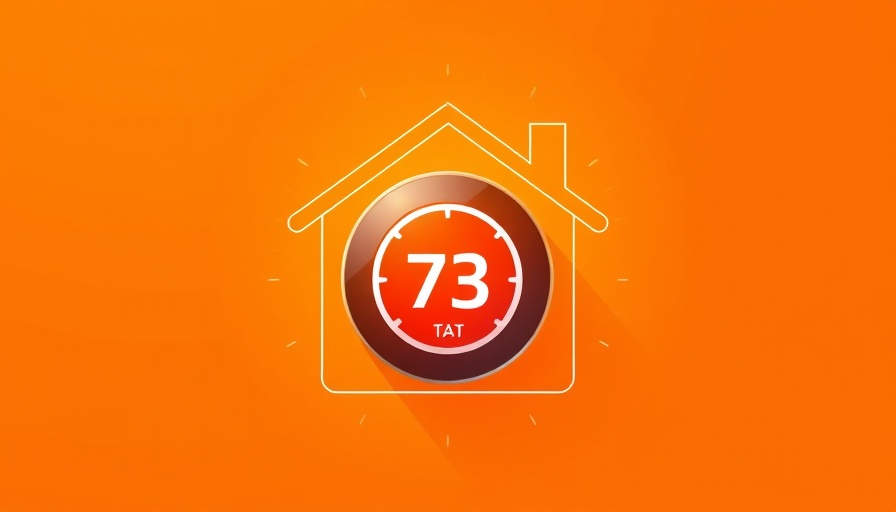 Smart home icon with thermostat on orange background