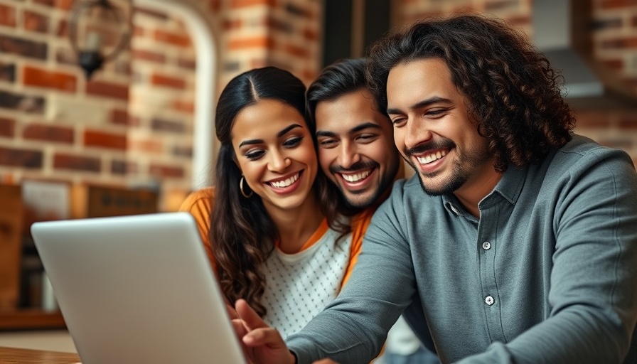 Happy couple celebrating property tax savings at home.