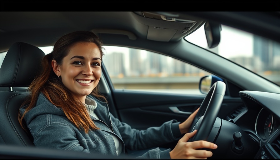 Young woman smiling while driving, highlighting car brands most likely to last 250000 miles.