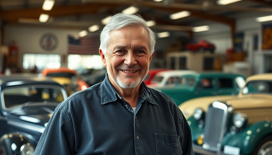 Older man in a workshop sharing car maintenance tips.