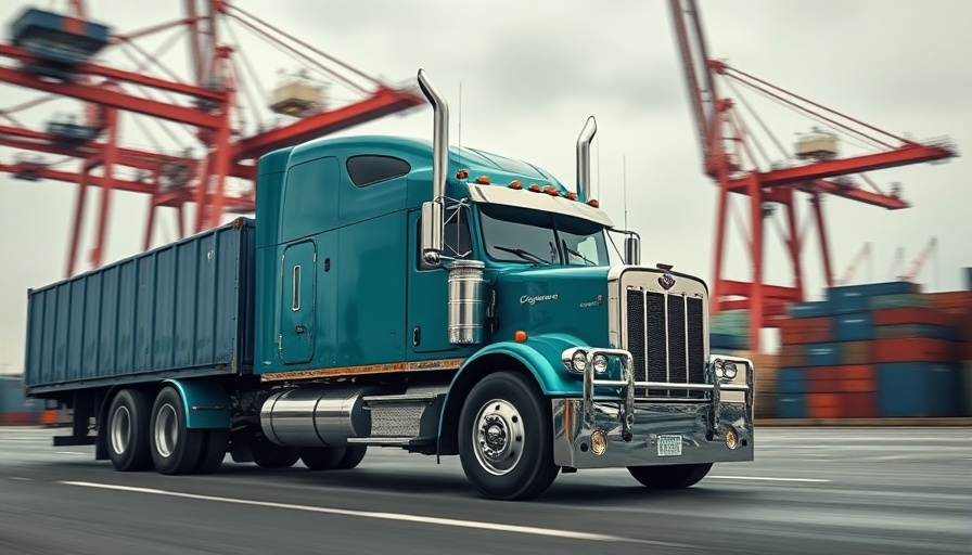 25% tariff on imported medium and heavy trucks in a port setting.