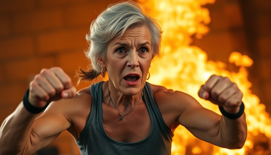 Energetic woman performing HIIT workout for fat loss over 50.