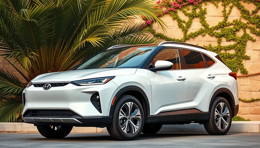 A modern white hybrid SUV parked by palm trees, illustrating hybrid vehicles market growth.