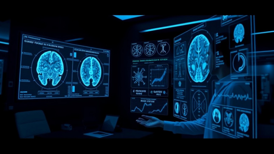 AI-powered innovations in healthcare with holographic medical data.