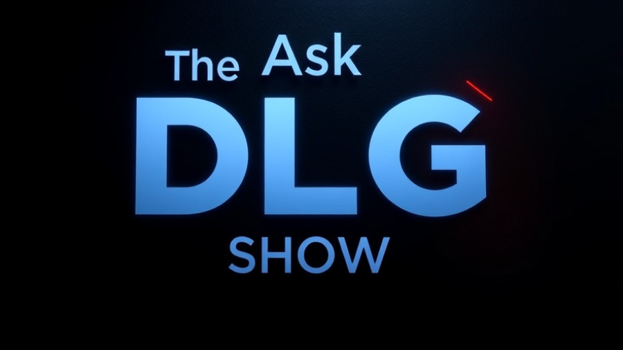 Modern digital text design for 'The Ask DLG Show' with dramatic lighting.