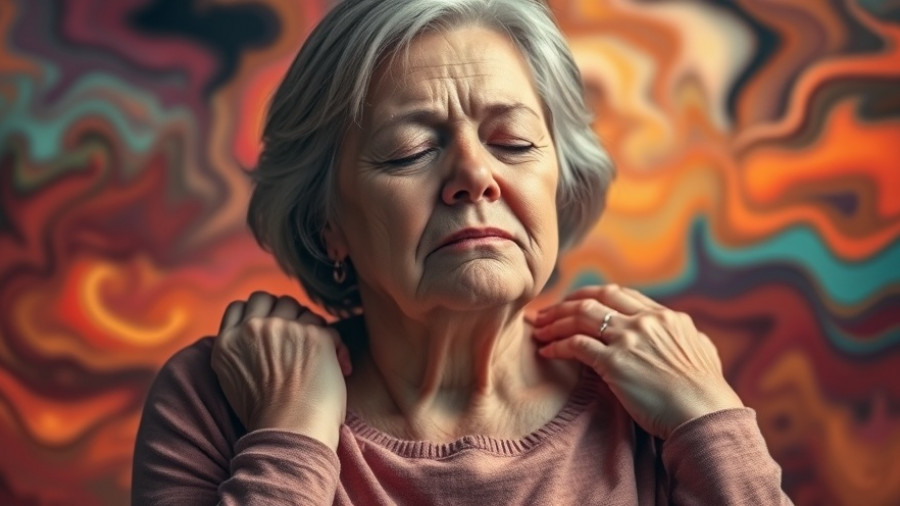 Middle-aged woman in a reflective moment, self-care routine concept.