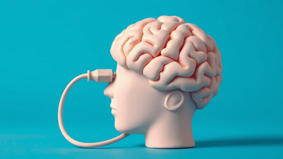 Clay brain and head silhouette on blue background, gratitude meditation concept.