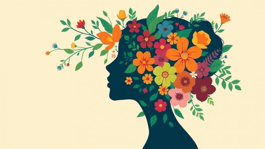 Colorful silhouette with nature elements representing mindfulness for anxiety.