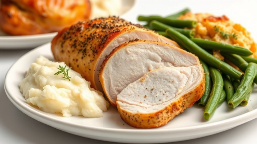 Easy oven-roasted turkey tenderloin with sides on a plate
