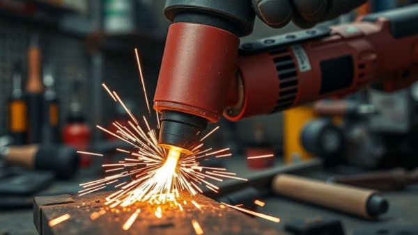 Power tool cutting metal in workshop, sparks flying, best cars to buy 2024.