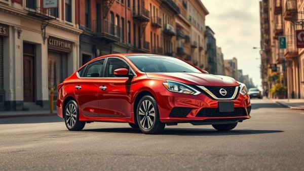 2026 Nissan Sentra on a city street, showcasing sleek design.