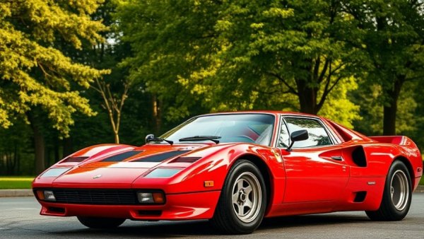 Cheapest supercar you can buy in vibrant red, parked elegantly outdoors.
