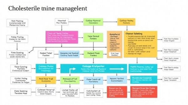 Cholesterol management flowchart with decision pathways.
