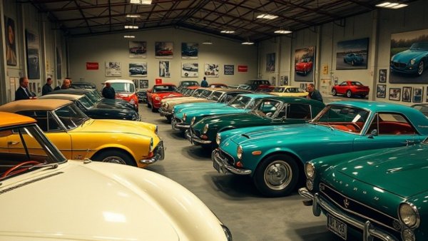 Classic cars and enthusiasts in a garage setting, car maintenance tips.