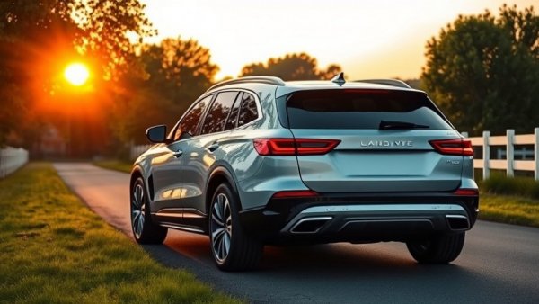 Sleek luxury SUV on country road at sunset, best cars 2024.