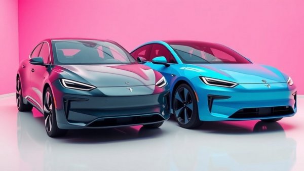 Futuristic cars in vibrant showroom, Jaguar Type 00 controversy.