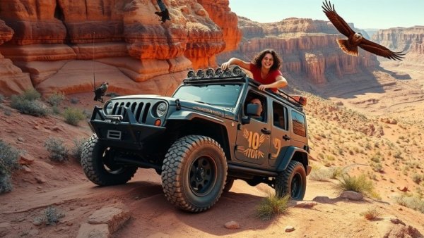 Off-road vehicle on Pritchett Canyon trail, driving America’s toughest trails.