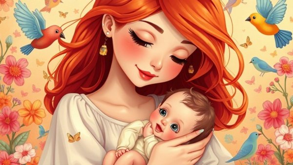 Whimsical woman with baby, signs you grew up with emotionally immature parents theme.