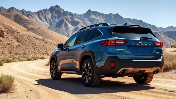 2026 Subaru Trailseeker EV SUV on scenic dirt road with mountains.