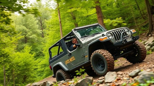 Off-road vehicle navigating Rubicon Trail, America's hardest trails.