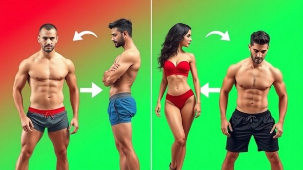 Transformation illustration showing fitness changes, how to live a healthy lifestyle.