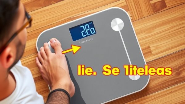 Colorful image showing digital scale and man, questioning signs intermittent fasting is working.