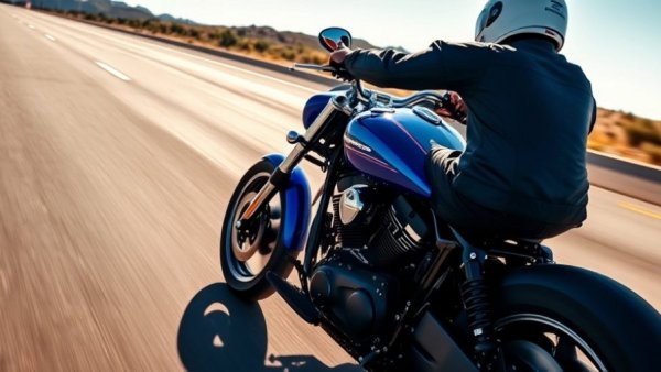 Sleek Harley-Davidson on highway, highlighting longevity and performance.
