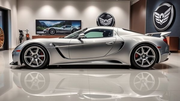 Sleek SSC Ultimate Aero in a showroom.