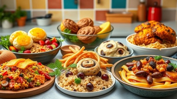 Assorted high-protein recipes displayed, perfect for fitness enthusiasts.