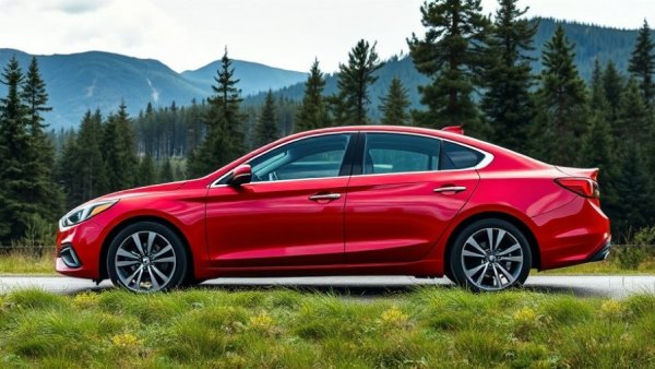Sleek red sedan parked near forested mountains, best cars for longevity.