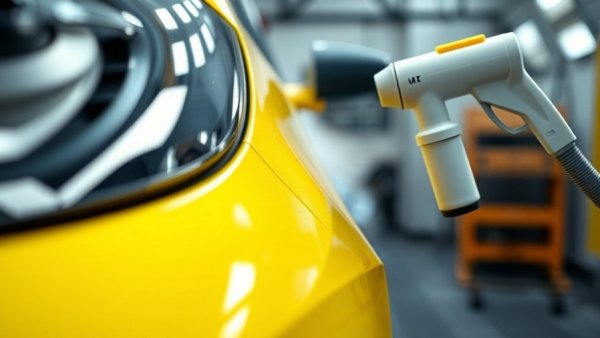 Close-up of car paintwork, focus on precision.