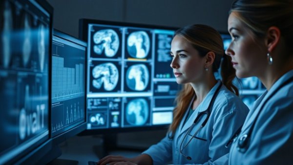 Doctors review medical scans, illustrating healthcare access and patient empowerment in modern medicine.