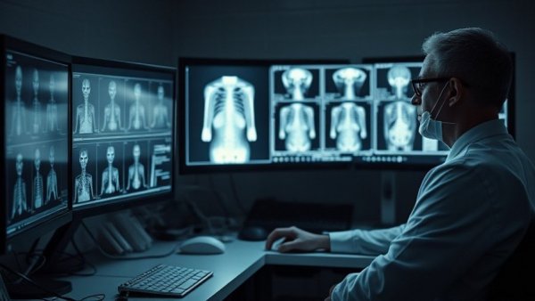 Medical professionals analyze digital health screens in the Middle East