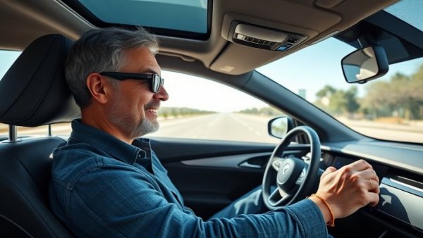 Man using Level 3 autonomous driving technology in a modern car.