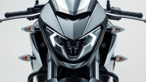 Close-up of dual-sport motorcycle front design