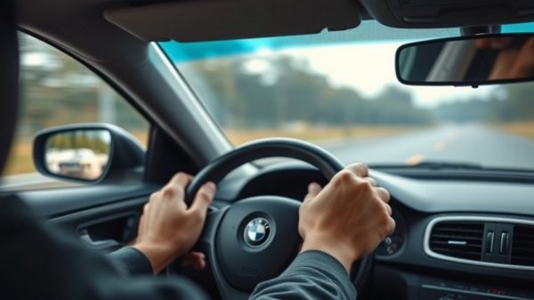 Hands gripping steering wheel, illustrating reasons why steering wheel is shaking.
