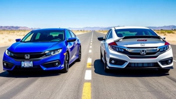 Rear-wheel-drive Civic performance comparison with a front-wheel-drive Civic.