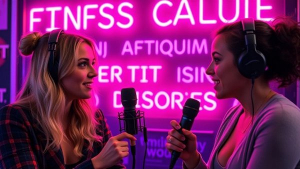 Podcast on disordered eating in fitness culture featuring two women.