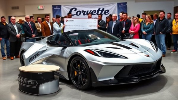2026 Corvette ZR1X auction for charity with group and large check.