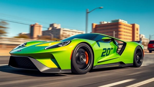 Ford GT sketchy on a highway with dynamic features.