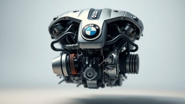 Sleek BMW B58 engine in detailed studio light.