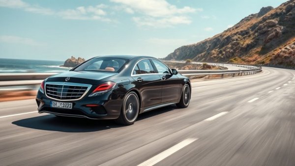 2027 Mercedes-Benz S-Class refresh on coastal highway, bright day.