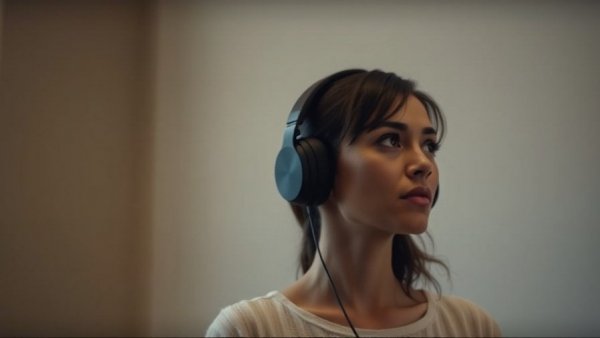 Focused woman in casual attire, contemplating indoors, healthy lifestyle tips.