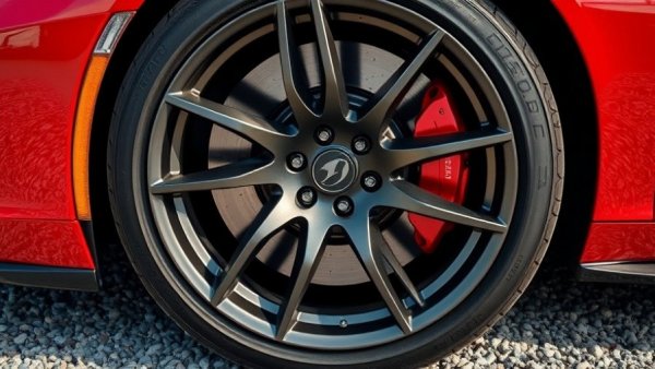 Sleek sports car wheel highlighting power and fuel economy features.